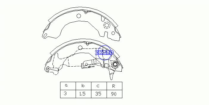 MITSUBISHI COLT II III LANCER IV Hatchback GALANT ETERNA Sapatas de freio de tambor FMSI: 1389-S558 OEM: MB366443 MK6674 FSB246 GS8225, OK-BS112